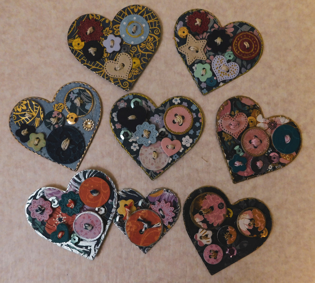 Paper Buttons and Hearts Embellishments