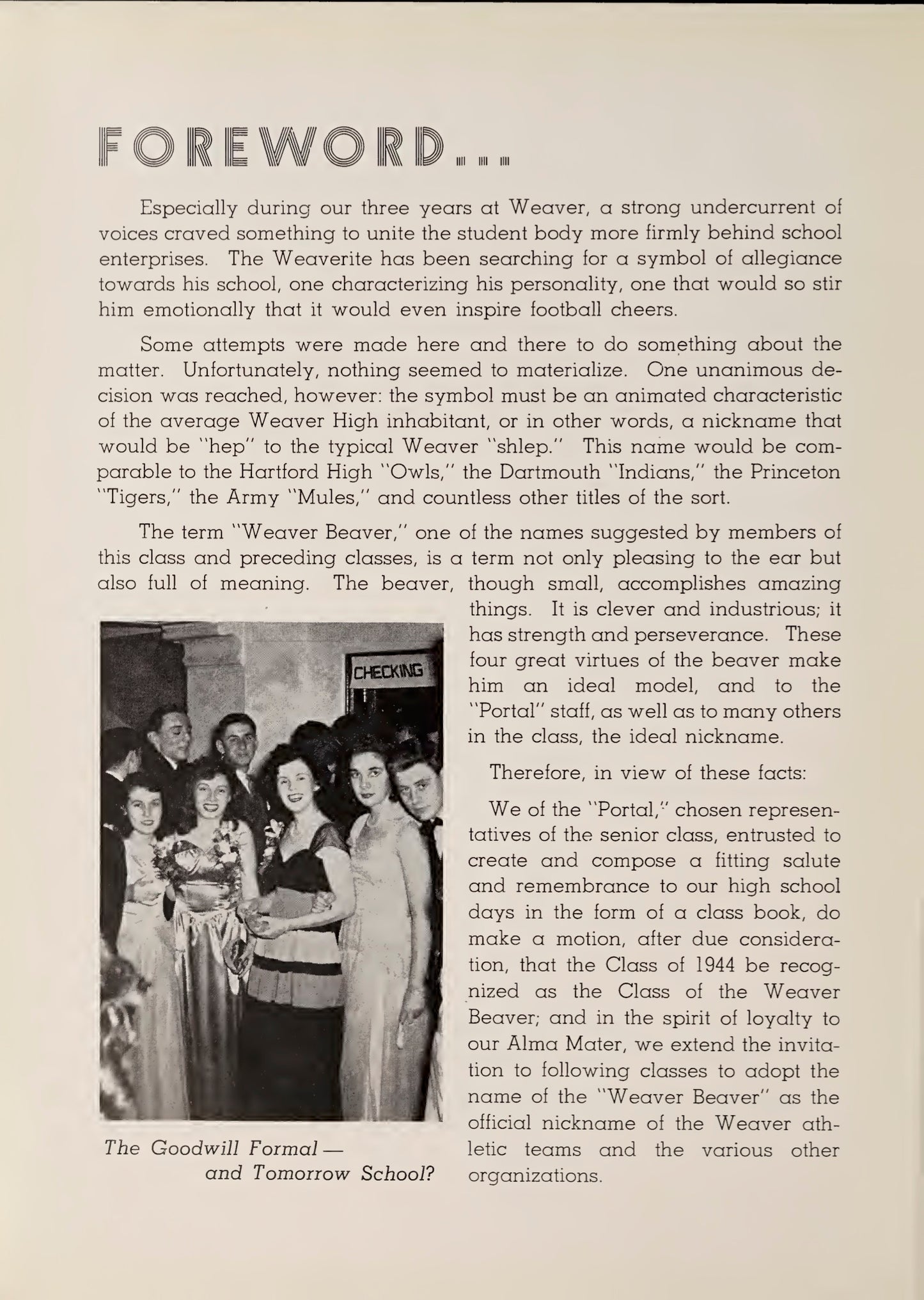 Weaver High Yearbook The Portal 1944