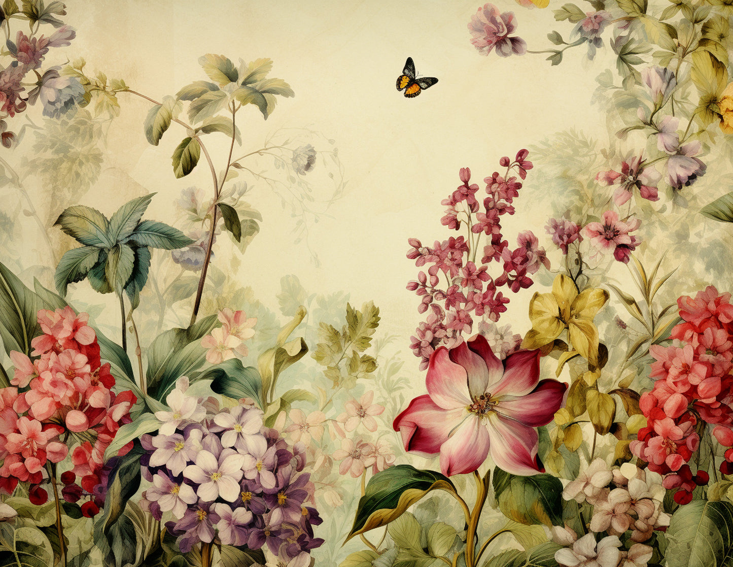 Antique Garden Floral Paper Collection - PDF only, Papers, Vintage, Flowers, Leaves, Multicolor, Papers, Crafts, Scrapbook, Junk Journal