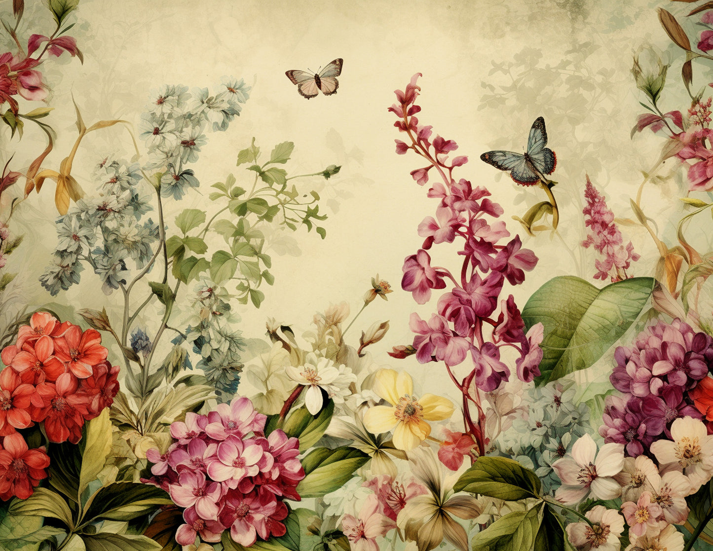 Antique Garden Floral Paper Collection - PDF only, Papers, Vintage, Flowers, Leaves, Multicolor, Papers, Crafts, Scrapbook, Junk Journal