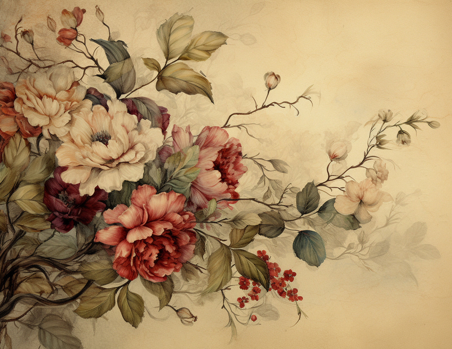 Victoria Florals and Ladies Paper Collection and Ephemera - PDF only, Papers, Vintage, Flowers, Leaves, Ladies, Victorian, Crafts, Scrapbook, Junk Journal