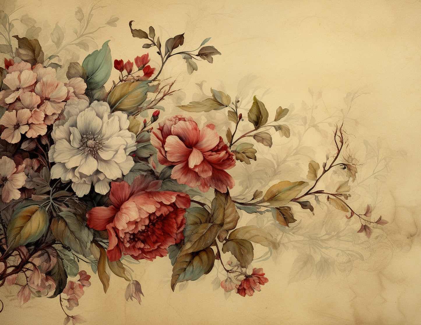 Victoria Florals and Ladies Paper Collection and Ephemera - PDF only, Papers, Vintage, Flowers, Leaves, Ladies, Victorian, Crafts, Scrapbook, Junk Journal