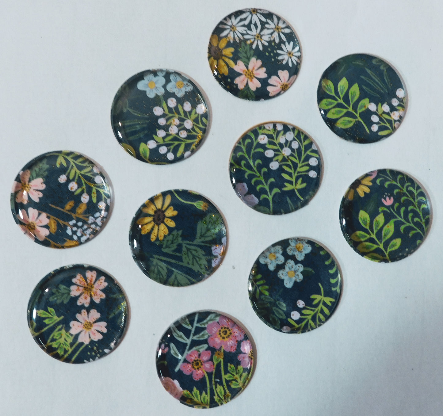 Handmade Floral Glitter Dome Stickers