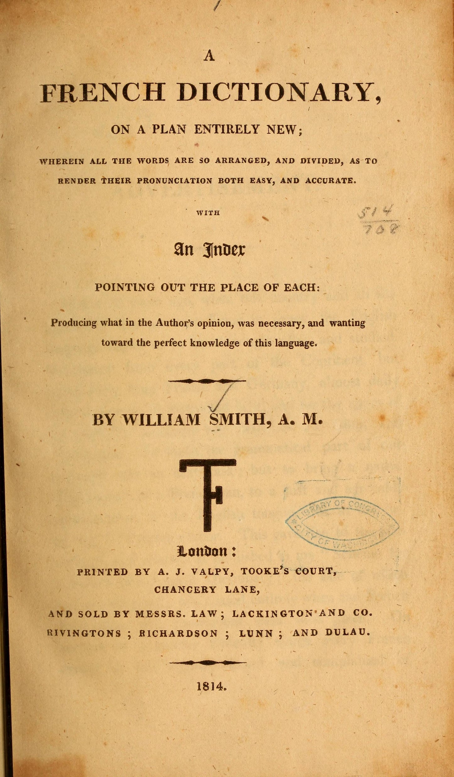 A French dictionary 1814