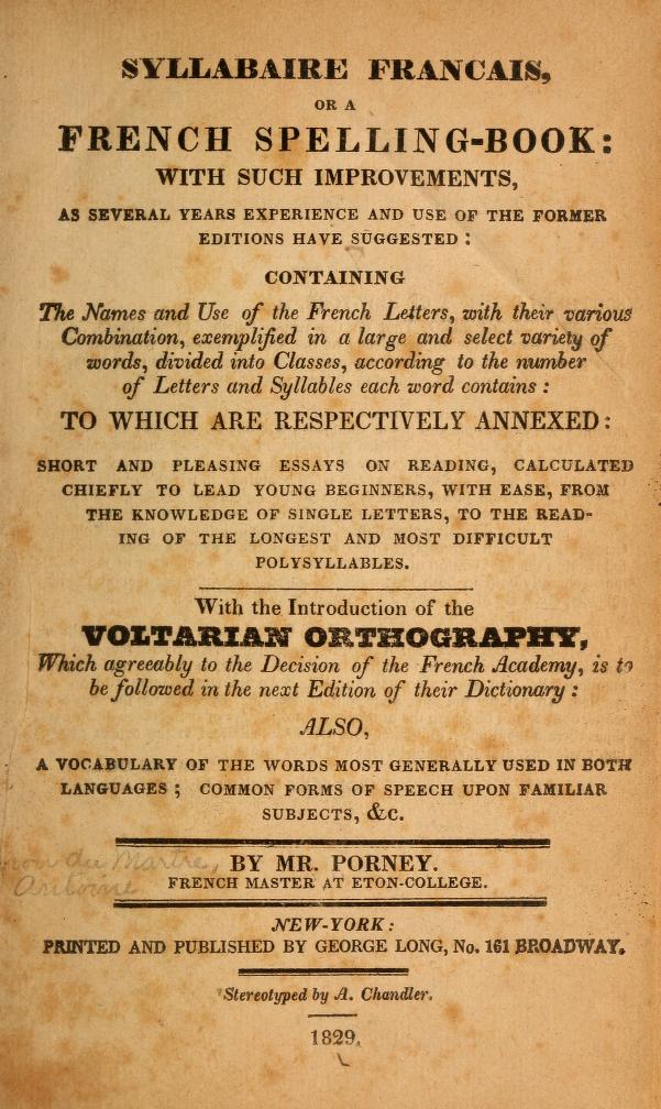 A French Spelling Book 1829