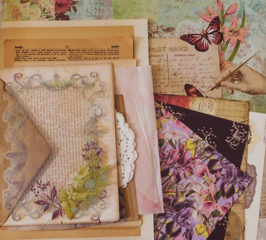 Junk Journal Paper and Ephemera Curated Assortment 1, Vintage pages, ephemera and handmade items