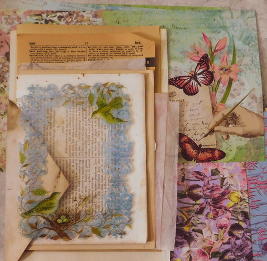 Junk Journal Paper and Ephemera Curated Assortment 2, Vintage pages, ephemera and handmade items