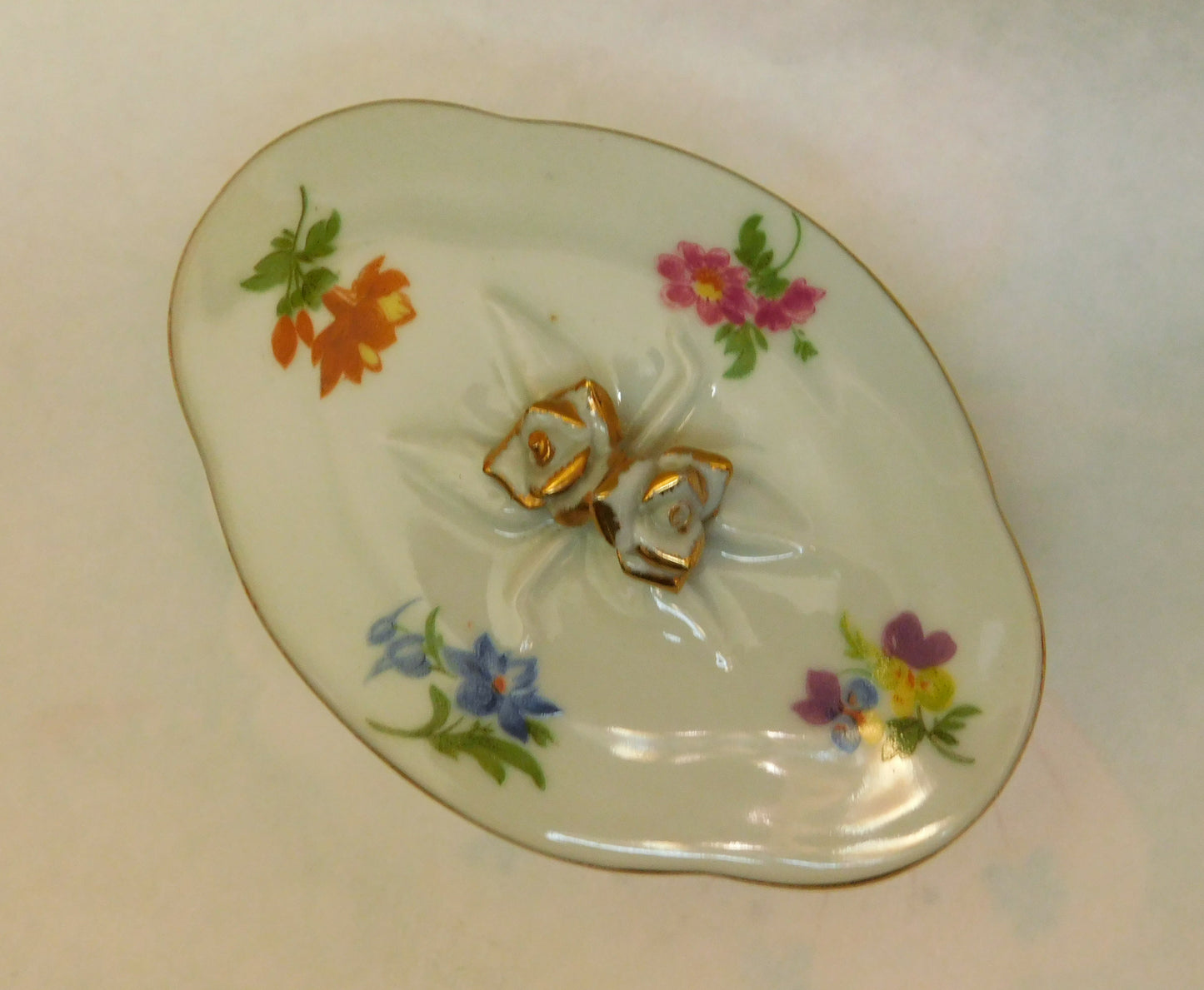 Vintage Porcelaine Royale Floral Trinket Box 1940's