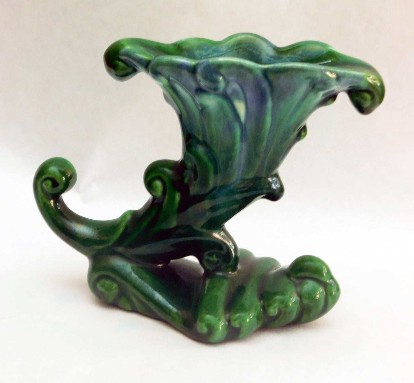 Vintage Royal Haeger Drip Glaze Cornucopia Ceramic Candle Holder