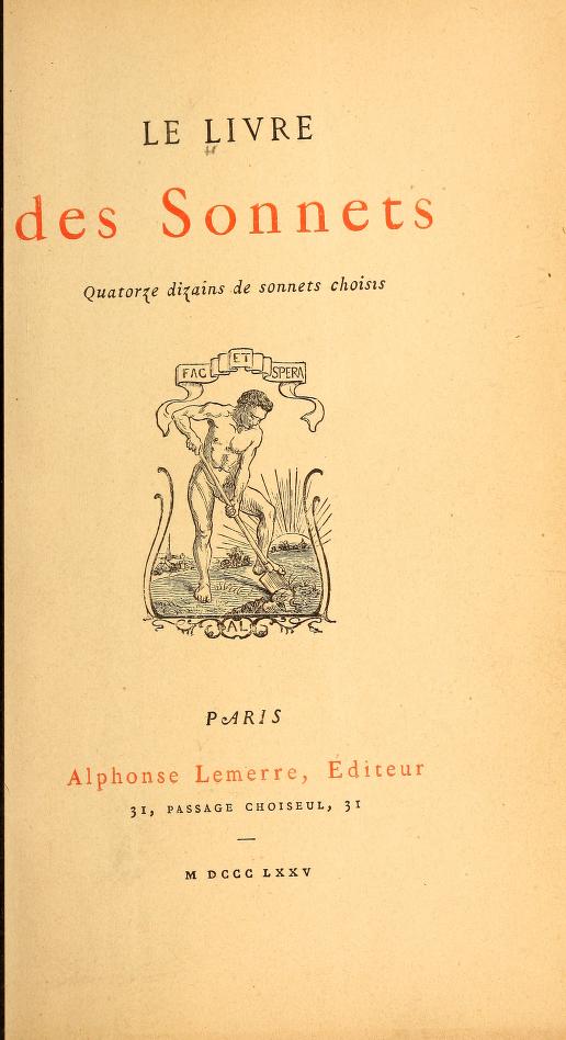 Le Livre De Sonnets 1875