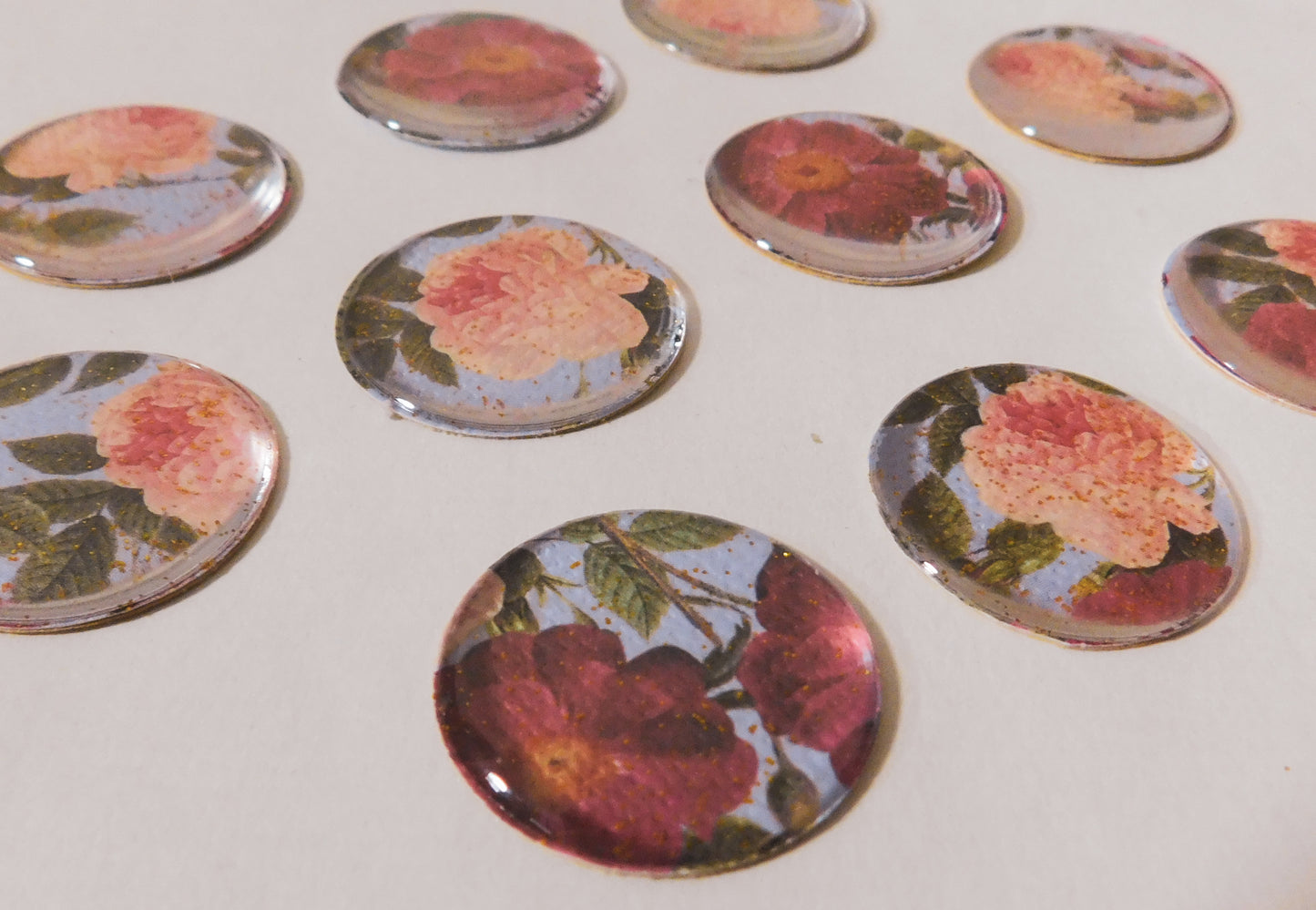 Handmade Floral Glitter Dome Stickers