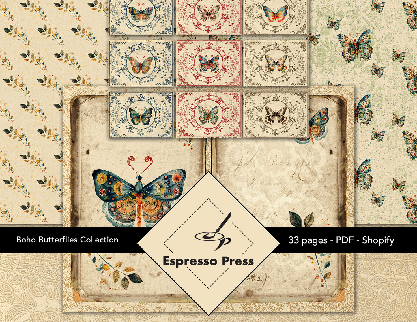 Boho Butterflies Digital Journal Kit - PDF only, Papers, Printables, B – Espresso Press Design boho-butterflies-digital-journal-kit-pdf-only-papers-printables-b-espresso-press-design