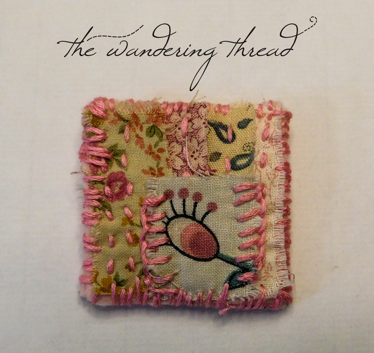 The Wandering Thread Slow Stitch Fabric Brooch 0010