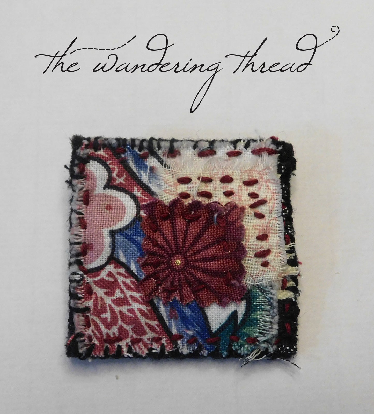 The Wandering Thread Slow Stitch Fabric Brooch 002