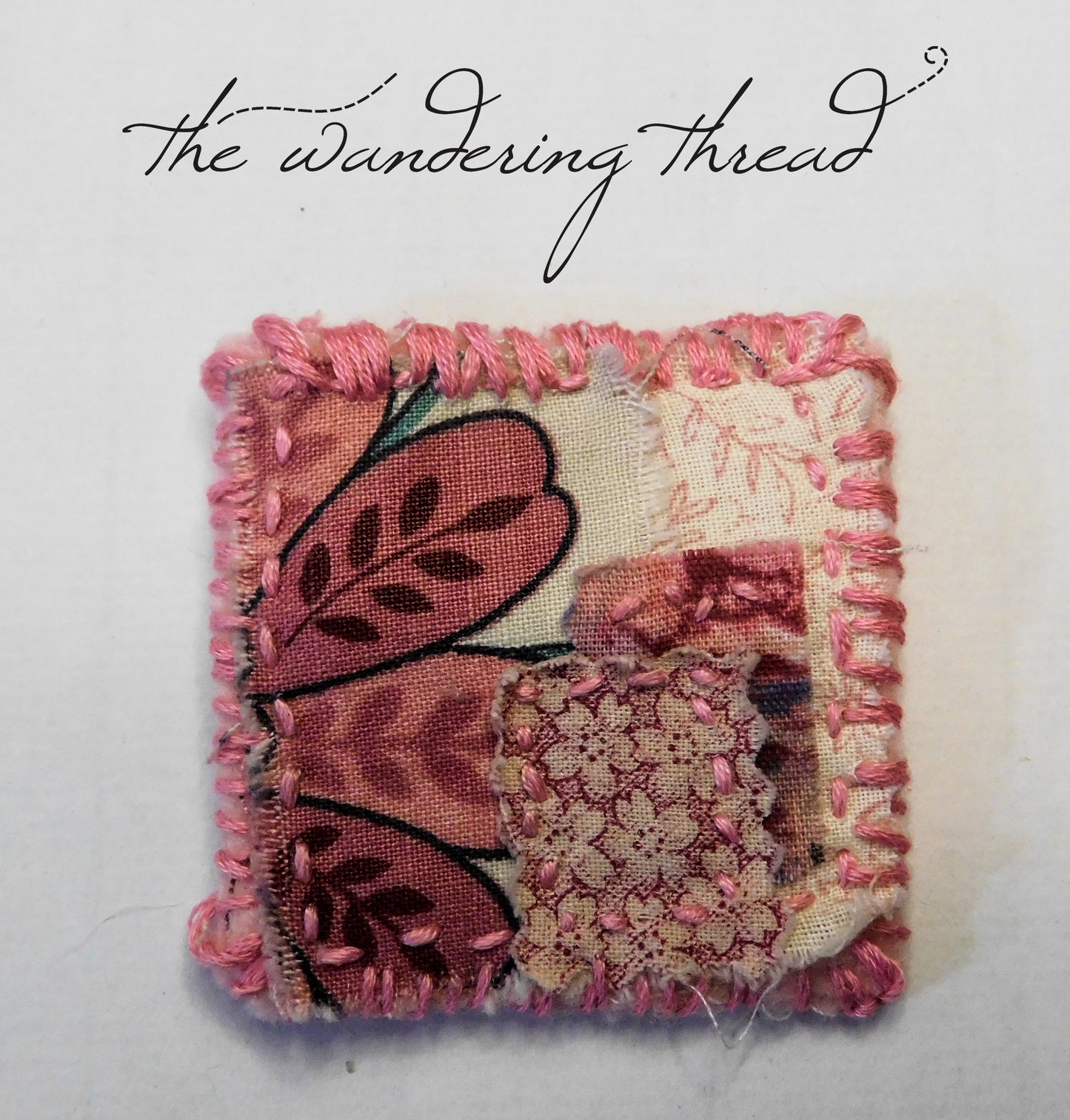 The Wandering Thread Slow Stitch Fabric Brooch 003