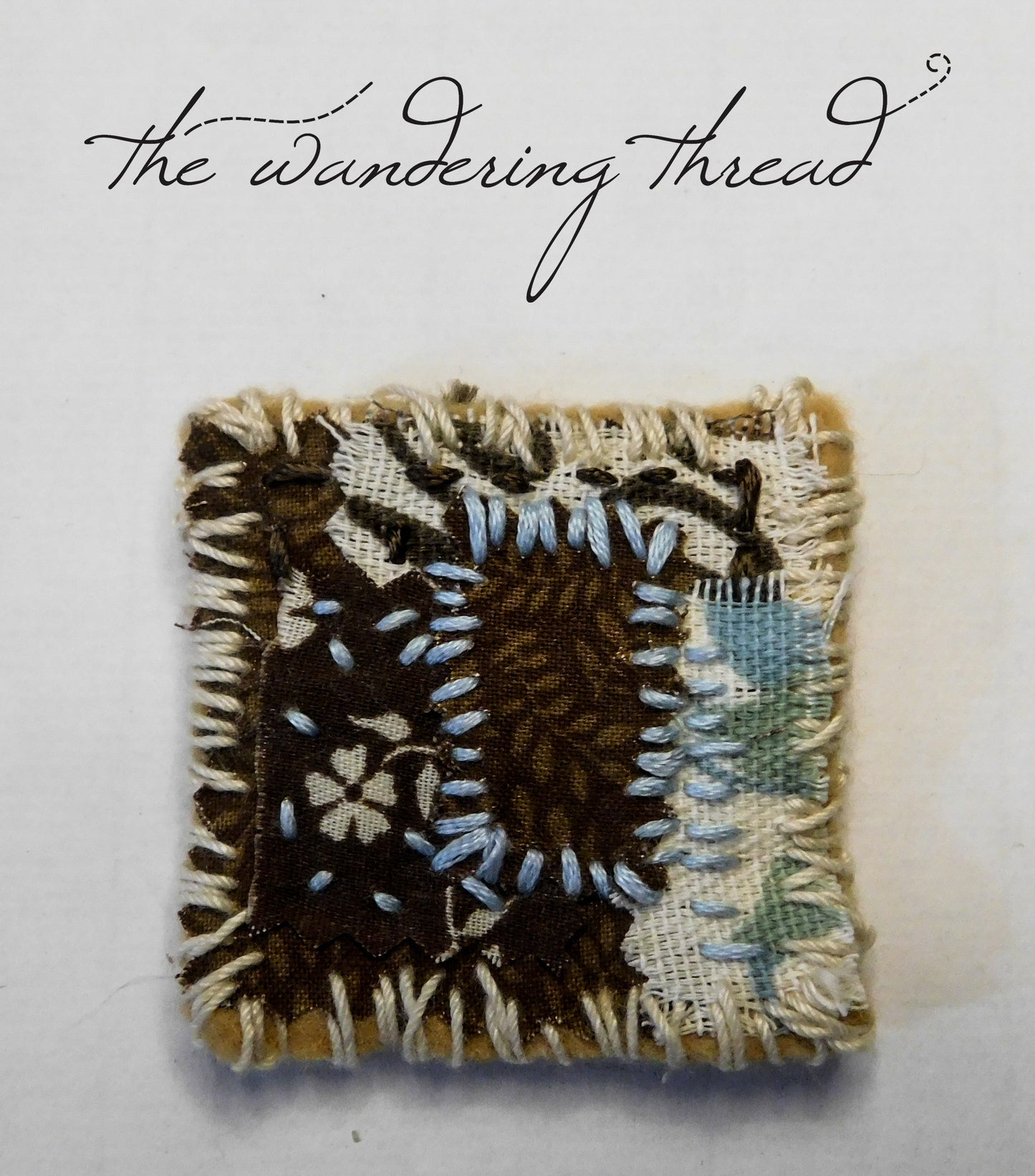 The Wandering Thread Slow Stitch Fabric Brooch 004