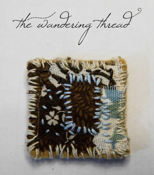The Wandering Thread Slow Stitch Fabric Brooch 004