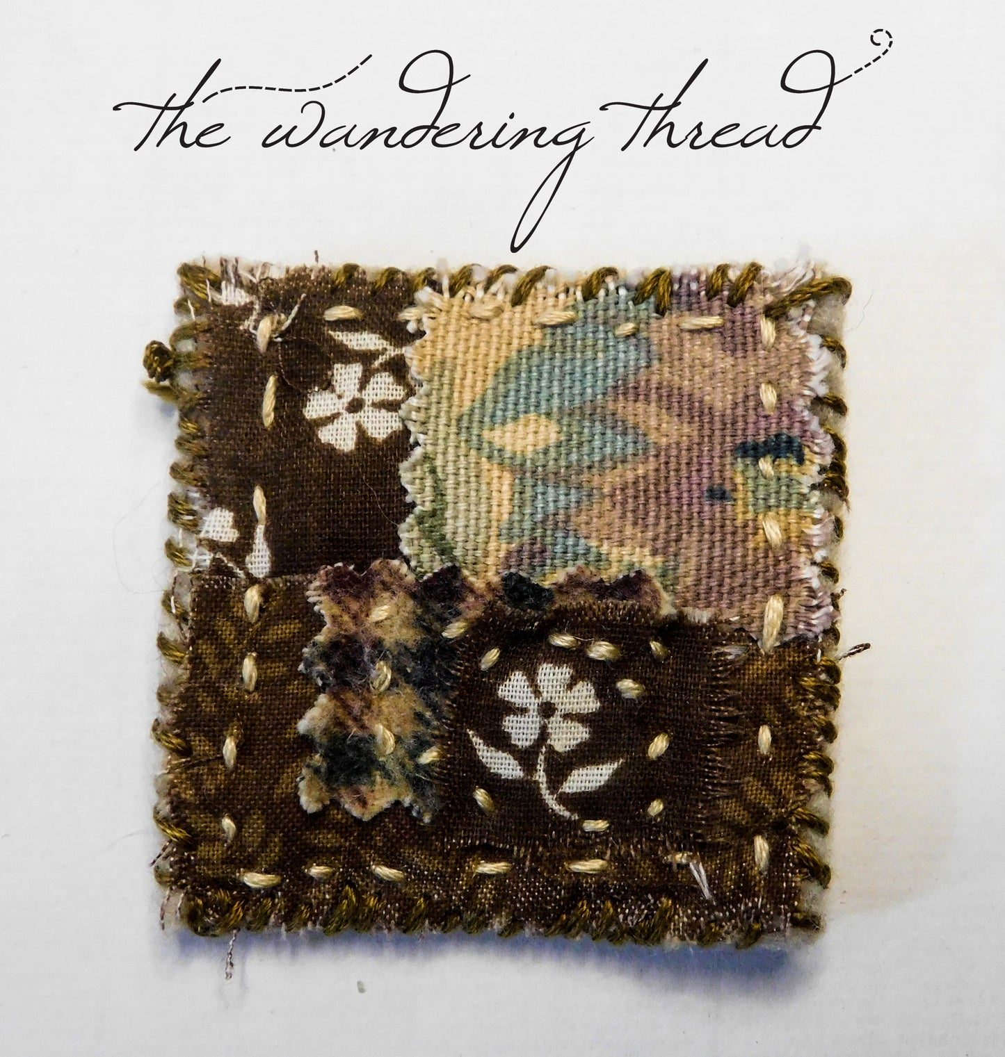 The Wandering Thread Slow Stitch Fabric Brooch 005