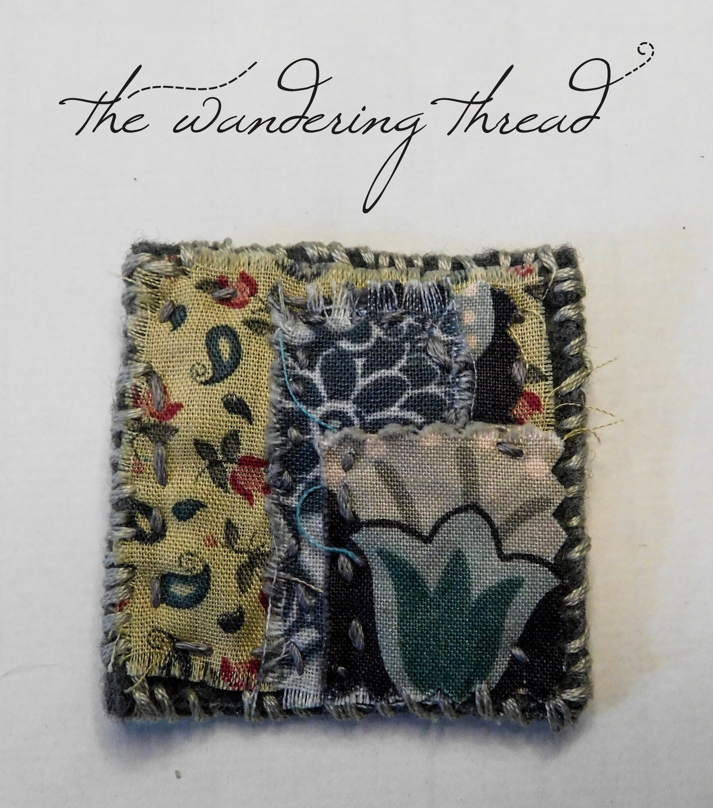 The Wandering Thread Slow Stitch Fabric Brooch 006
