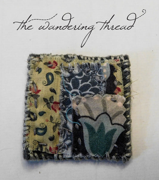 The Wandering Thread Slow Stitch Fabric Brooch 006