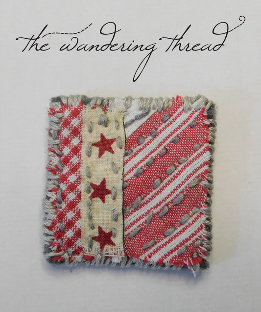 The Wandering Thread Slow Stitch Fabric Brooch 008