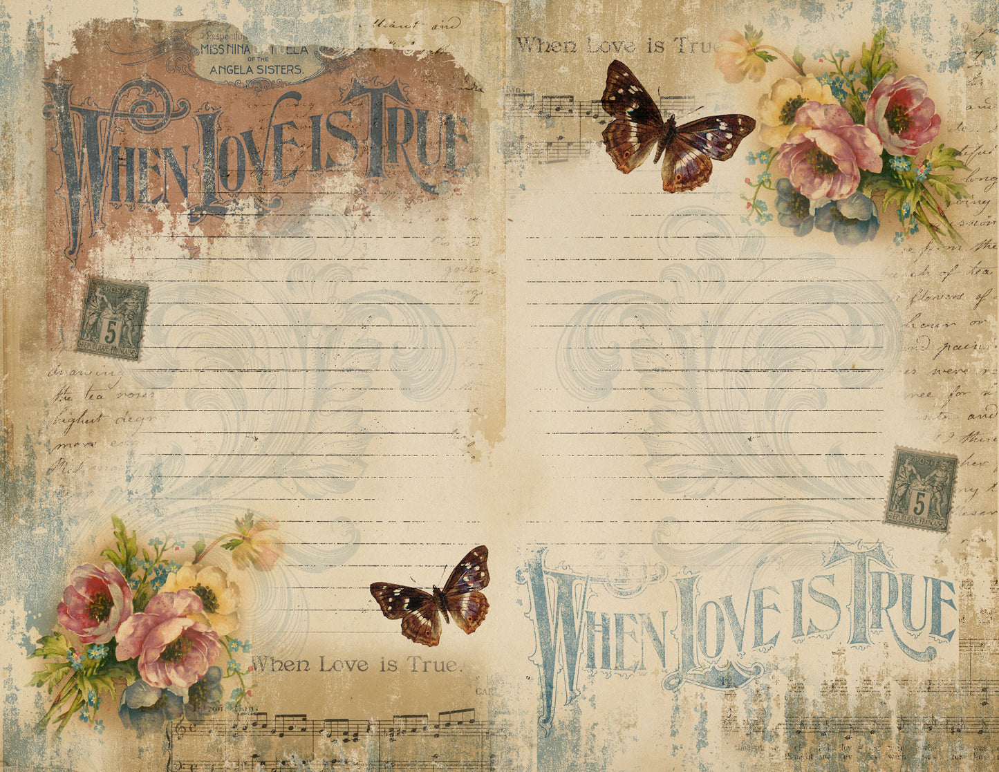 Love Letters Collection - PDF only, Papers, Printables, Florals, Letters, Vintage, Papers For Crafts, Scrapbook, Junk Journal