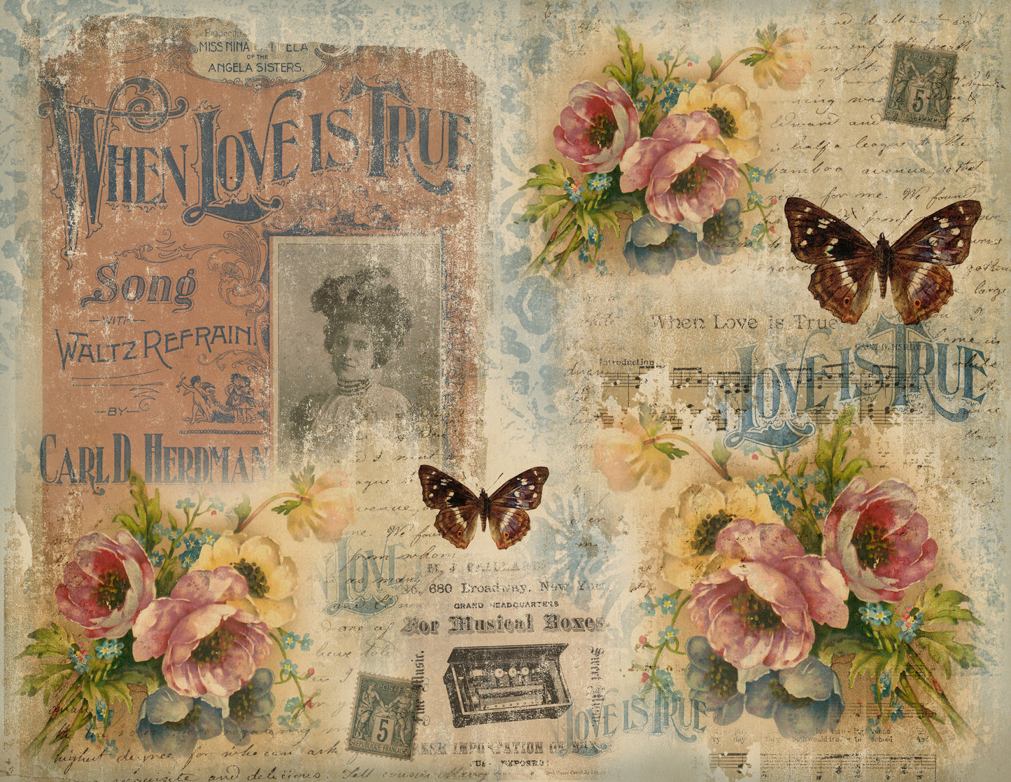 Love Letters Collection - PDF only, Papers, Printables, Florals, Letters, Vintage, Papers For Crafts, Scrapbook, Junk Journal