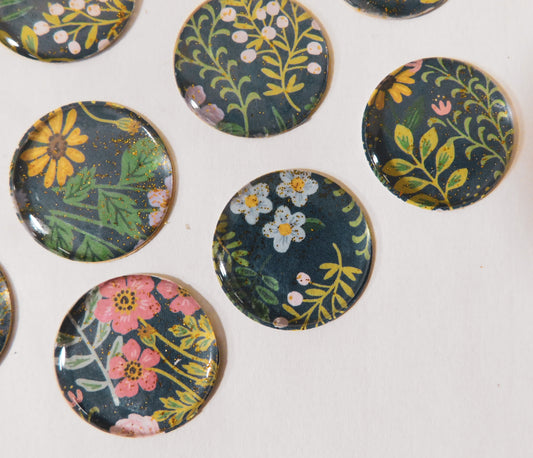 Handmade Floral Glitter Dome Stickers