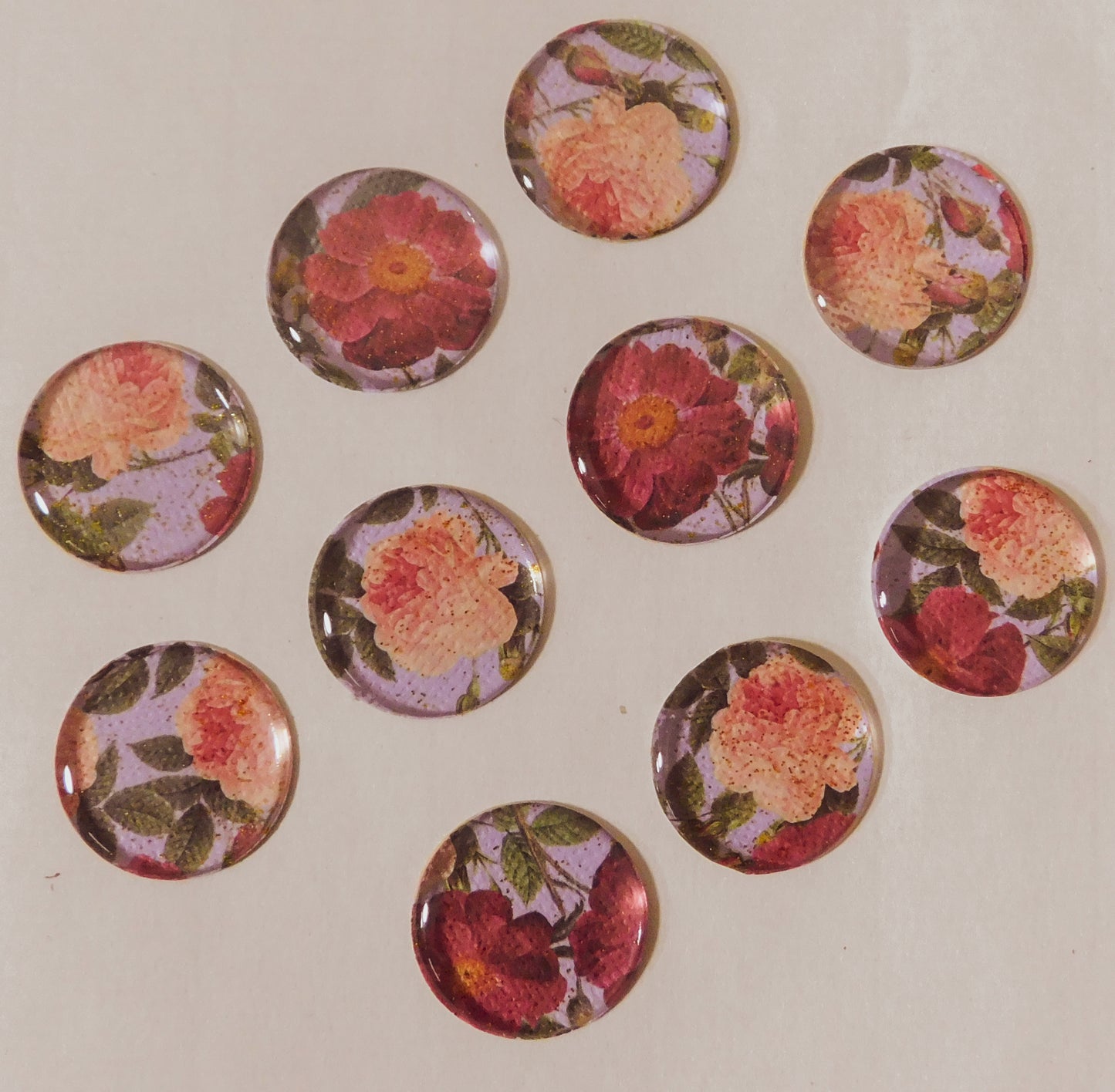 Handmade Floral Glitter Dome Stickers