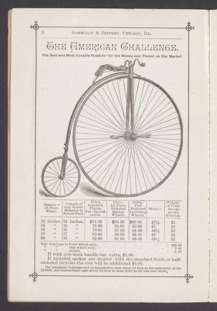 Gormully & Jeffery, Chicago American Bicycles 1885