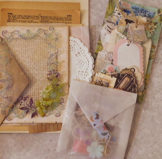 Junk Journal Paper and Ephemera Curated Assortment 1, Vintage pages, ephemera and handmade items