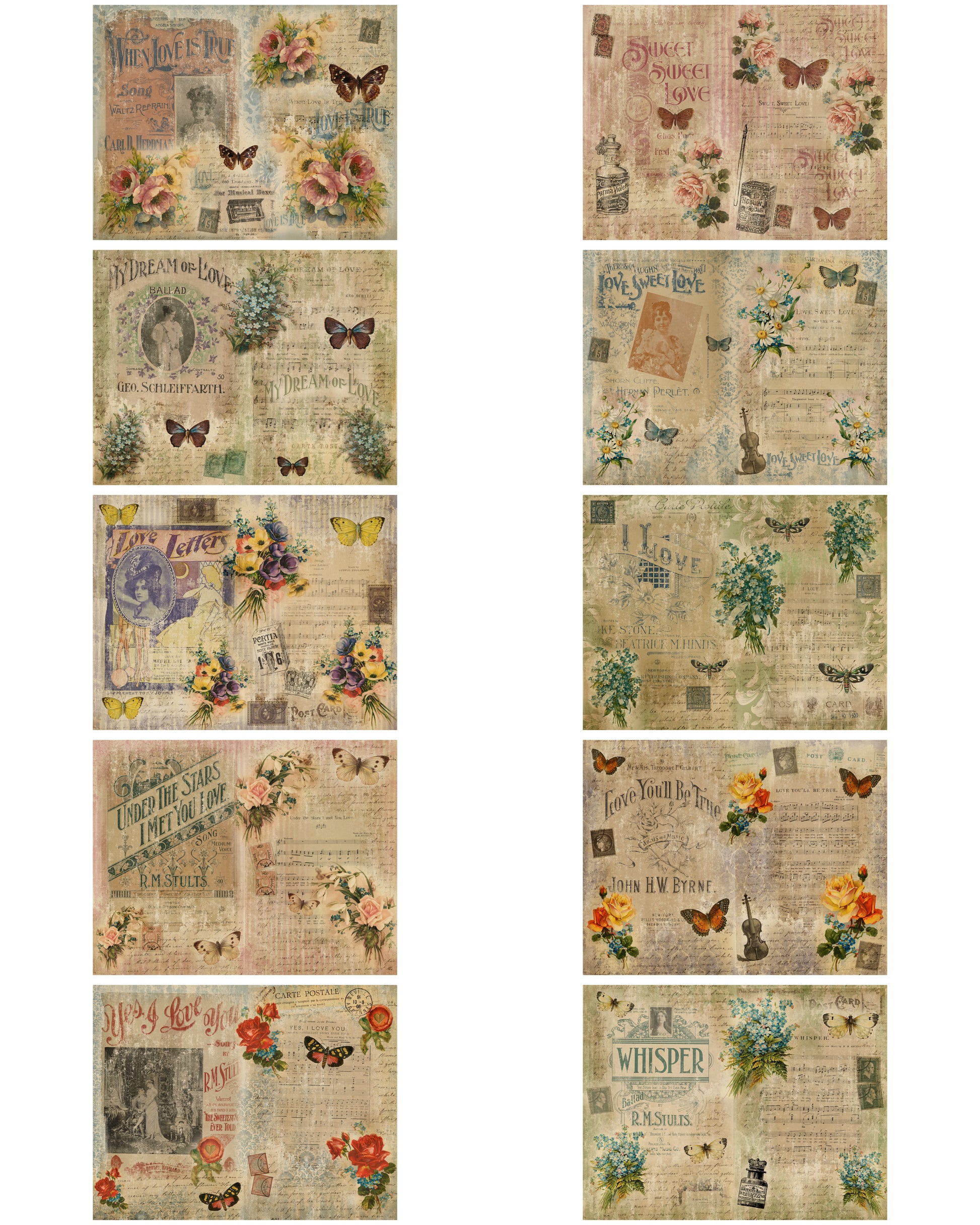 Floral Messages - 26 page Paper Collection - Papers, Printables