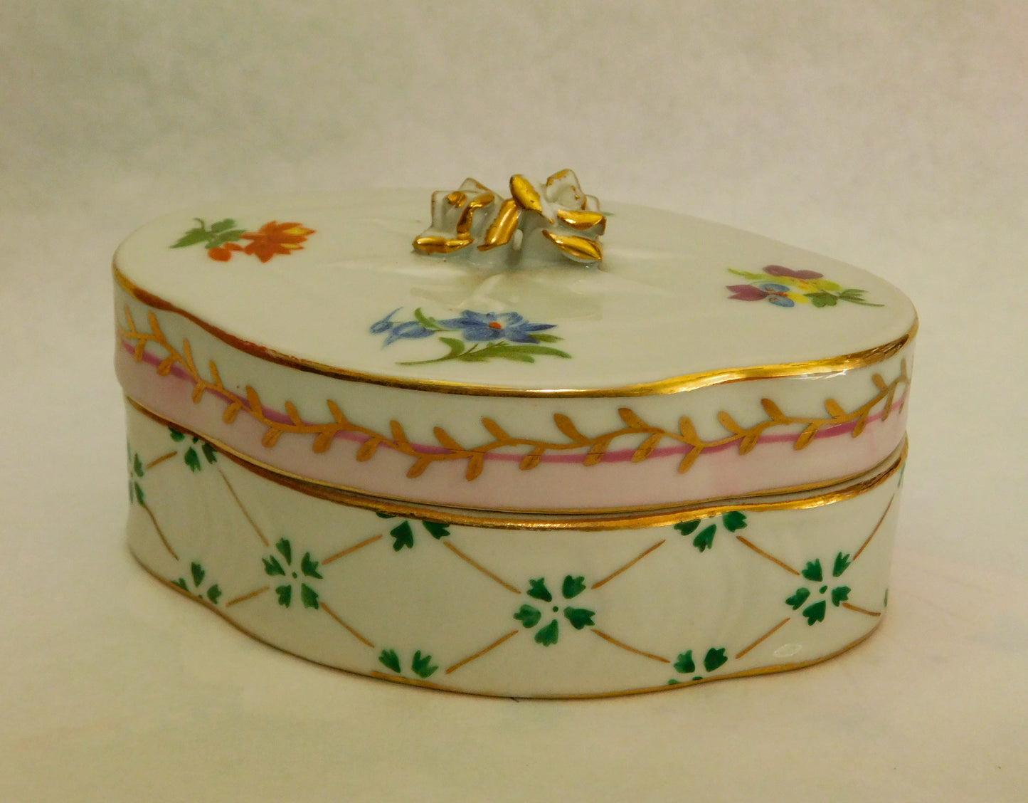 Vintage Porcelaine Royale Floral Trinket Box 1940's