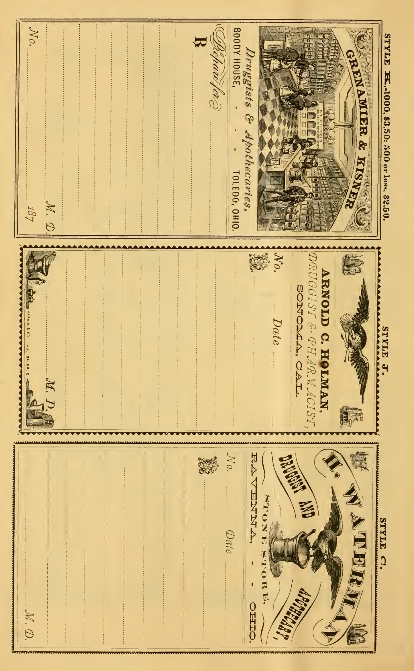 Harris & Co. New Sample Book Cut and Gummed Druggists' Labels 1874