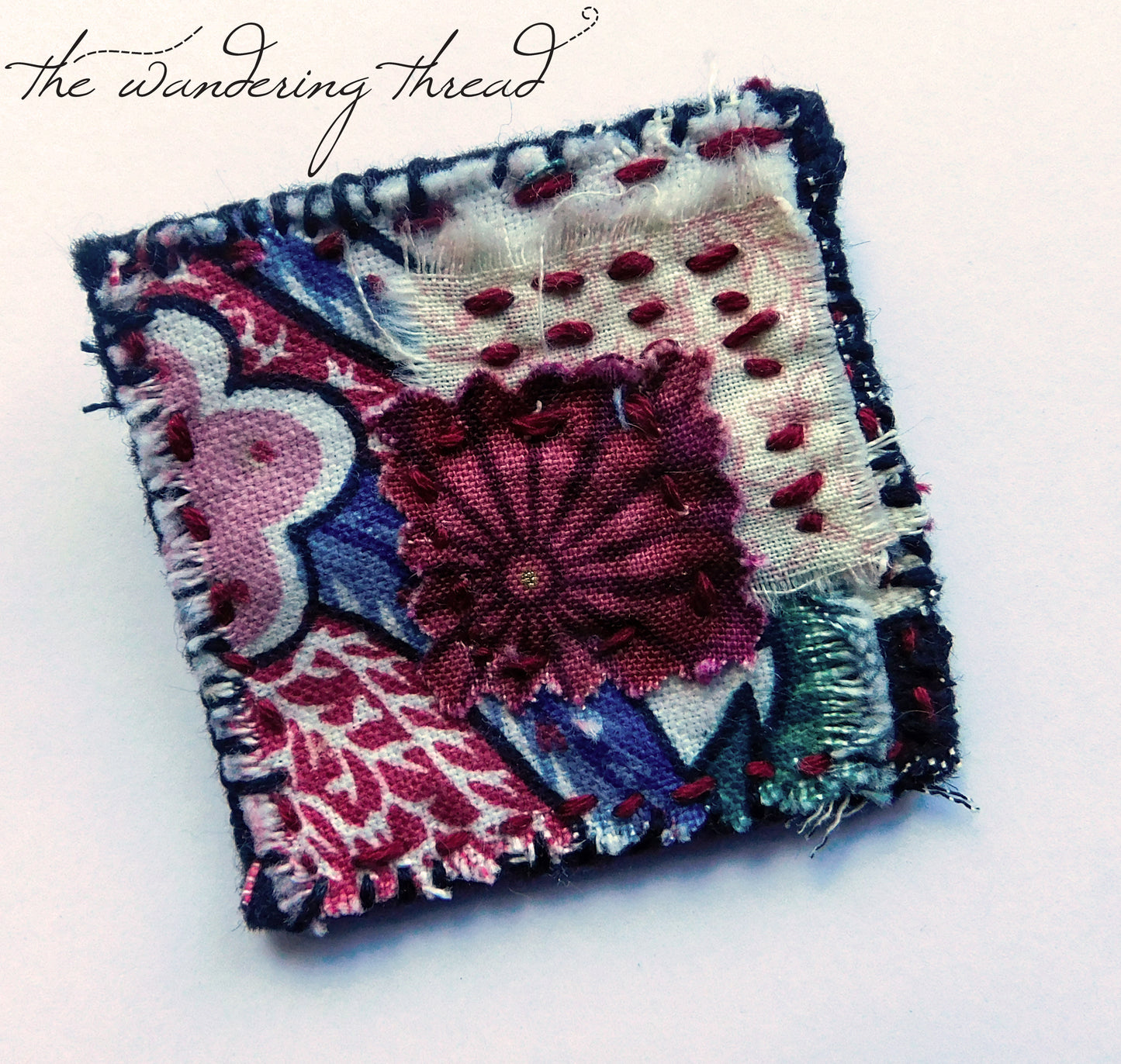 The Wandering Thread Slow Stitch Fabric Brooch 002